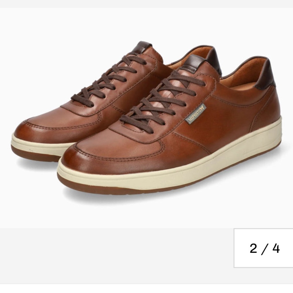 MEPHISTO HERWIN HAZELNUT leather brown sneakers size US 9